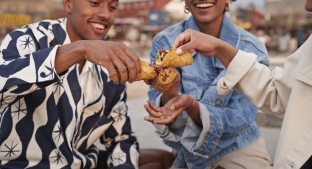 Friends enjoying food